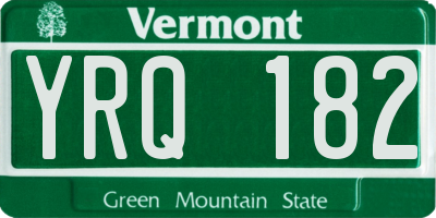 VT license plate YRQ182