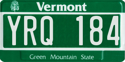 VT license plate YRQ184