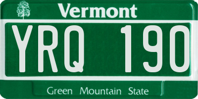 VT license plate YRQ190