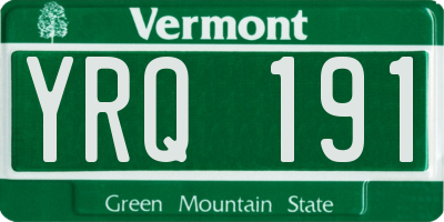 VT license plate YRQ191