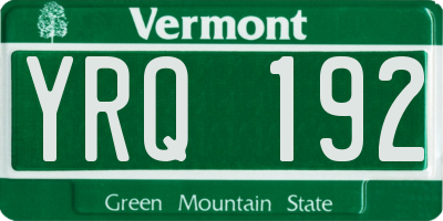 VT license plate YRQ192