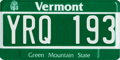 VT license plate YRQ193
