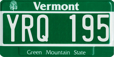 VT license plate YRQ195