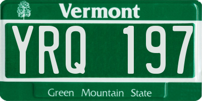 VT license plate YRQ197