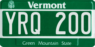 VT license plate YRQ200