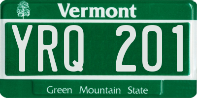 VT license plate YRQ201