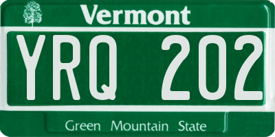 VT license plate YRQ202