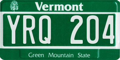 VT license plate YRQ204