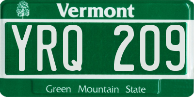 VT license plate YRQ209