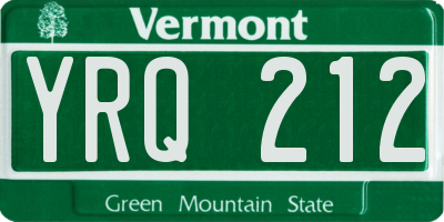 VT license plate YRQ212