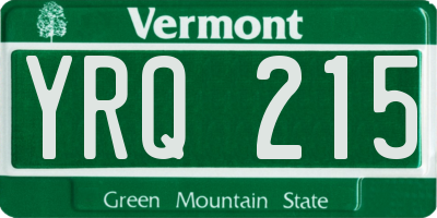VT license plate YRQ215