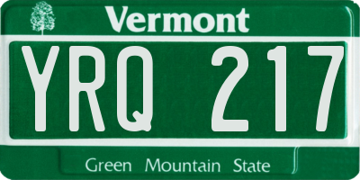 VT license plate YRQ217