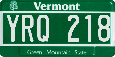 VT license plate YRQ218