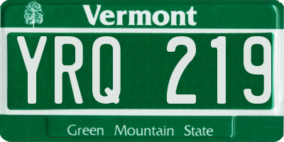 VT license plate YRQ219
