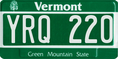 VT license plate YRQ220