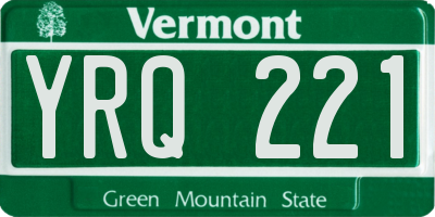 VT license plate YRQ221