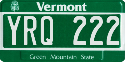 VT license plate YRQ222