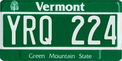 VT license plate YRQ224