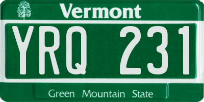 VT license plate YRQ231
