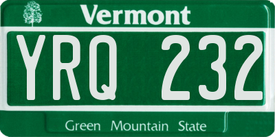 VT license plate YRQ232