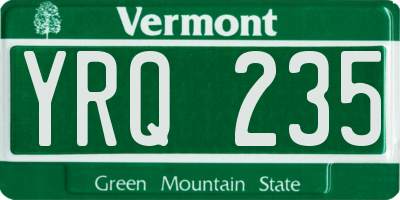 VT license plate YRQ235