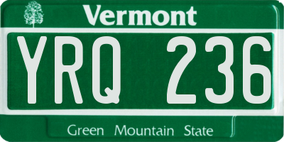 VT license plate YRQ236