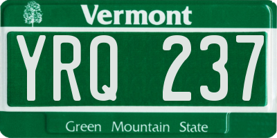 VT license plate YRQ237