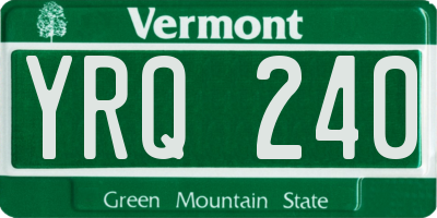 VT license plate YRQ240