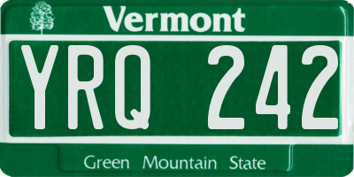VT license plate YRQ242