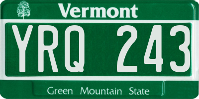 VT license plate YRQ243
