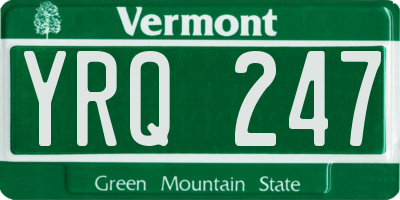 VT license plate YRQ247