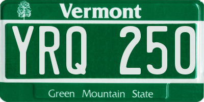 VT license plate YRQ250