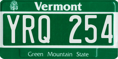 VT license plate YRQ254