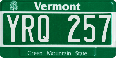 VT license plate YRQ257