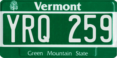VT license plate YRQ259