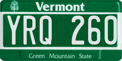 VT license plate YRQ260