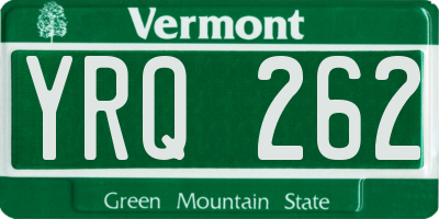 VT license plate YRQ262