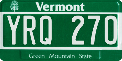 VT license plate YRQ270