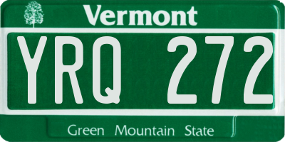 VT license plate YRQ272