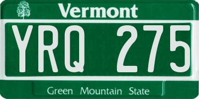 VT license plate YRQ275