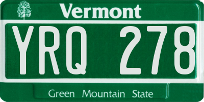 VT license plate YRQ278