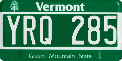 VT license plate YRQ285