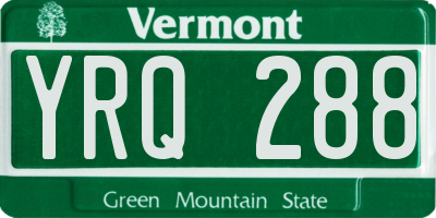 VT license plate YRQ288