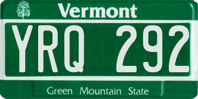 VT license plate YRQ292
