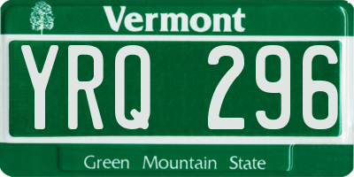 VT license plate YRQ296