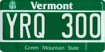 VT license plate YRQ300