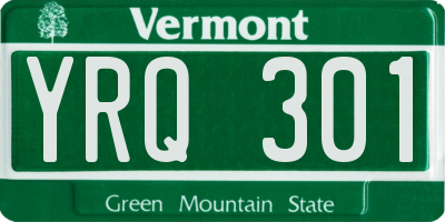 VT license plate YRQ301