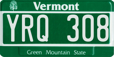 VT license plate YRQ308