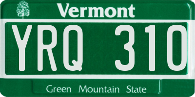 VT license plate YRQ310