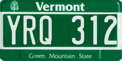 VT license plate YRQ312